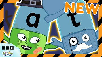 Silly Spooky Halloween Song 🎃 Learn to Read with A and T | BAT, CAT, HAT | @officialalphablocks