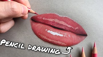 Drawing REALISTIC LIPS with only pencils ✏️