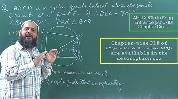 ABCD is a cyclic quadrilateral whose diagonals intersects at a point E. If ∠DBC = 70°, ∠BAC = 30°