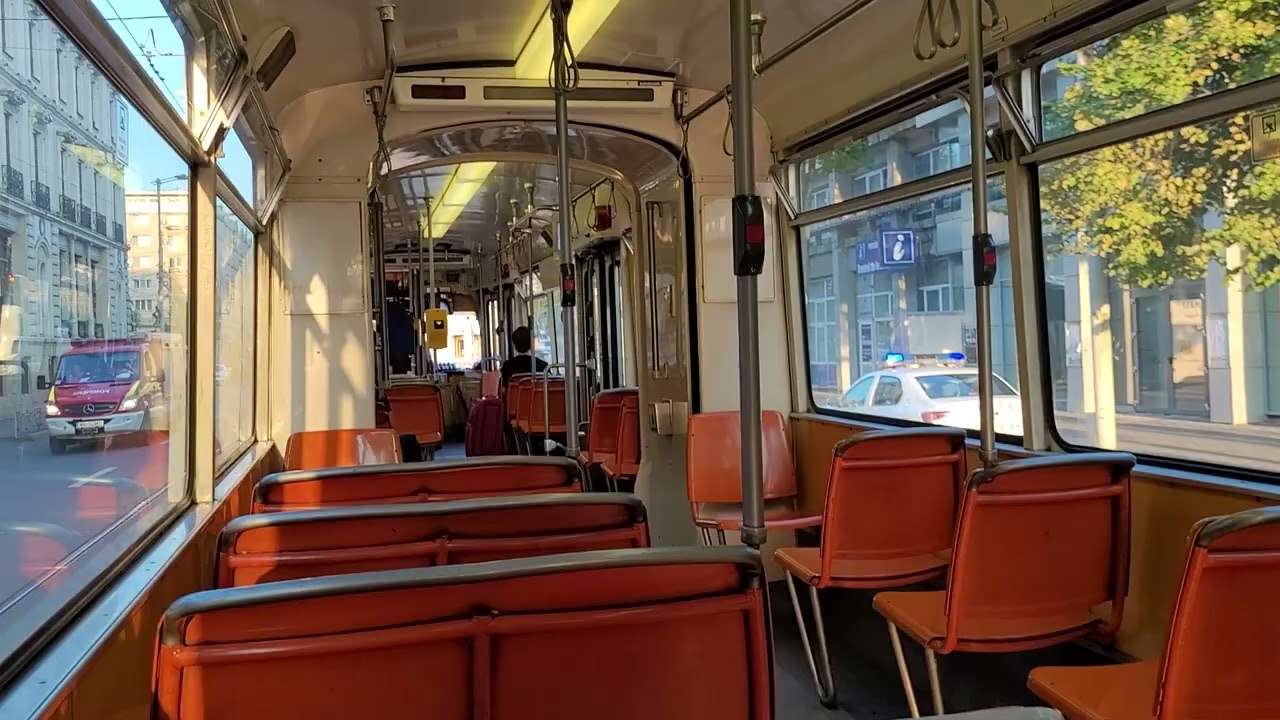 Iași: inside MAN GT8 tram nr. 810 (ex-Augsburg 810), route 3