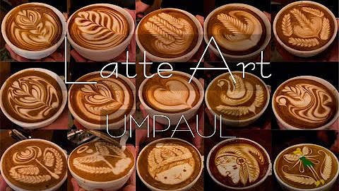 Amazing latte art with World Champion Umpaul signature Designs   cafe vlog 월드라떼아트 챔피언 엄폴의 라떼아트 디자인들