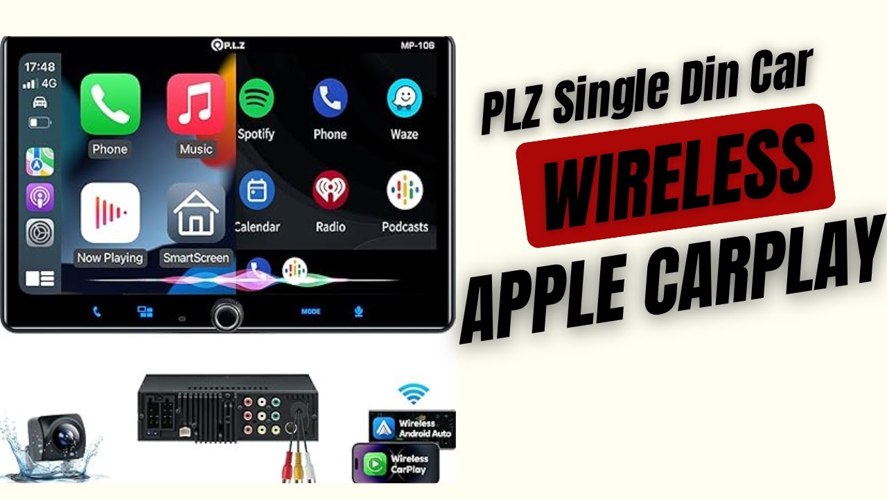 PLZ Single Din Car Stereo Wireless CarPlay & Android Auto 10.1