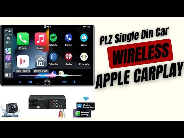 PLZ Single Din Car Stereo Wireless CarPlay & Android Auto 10.1