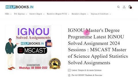 🆓Free IGNOU MSCAST Master of Science Applied Statistics Solved Assignments | exam Guess papers