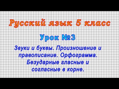 Русский язык 5 класс (Урок№3 - Звуки и буквы. Произношение и правописание. Орфограмма.)