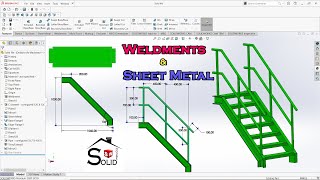 Solidworks Tutorial | Weldments & Sheet Metal | Staircase Design