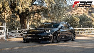Bagged 2019 Tesla Model 3 Performance on Aftermarket Wheels | BD-F25 | F-Series