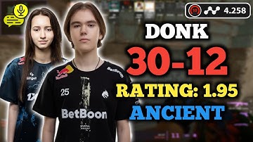 DONK (30-12) RT: 1.95 | W/SUNS1DE | EU FACEIT (ANCIENT) +VOICE | ELO 4258 | CS2 POV