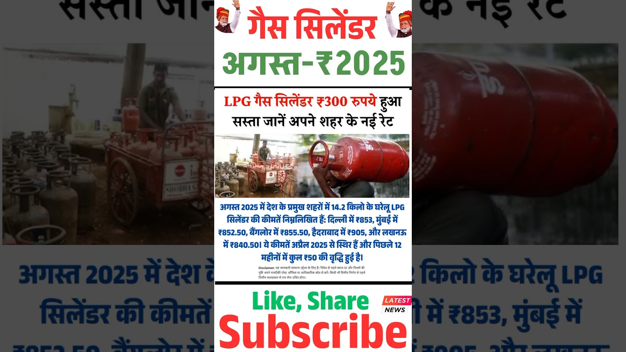 lpg gas cylinder subsidy - august 2025
