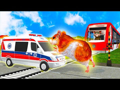 Robot pushing ambulance stuck in the middle of railway crossing- Train simulator animation- Part 3