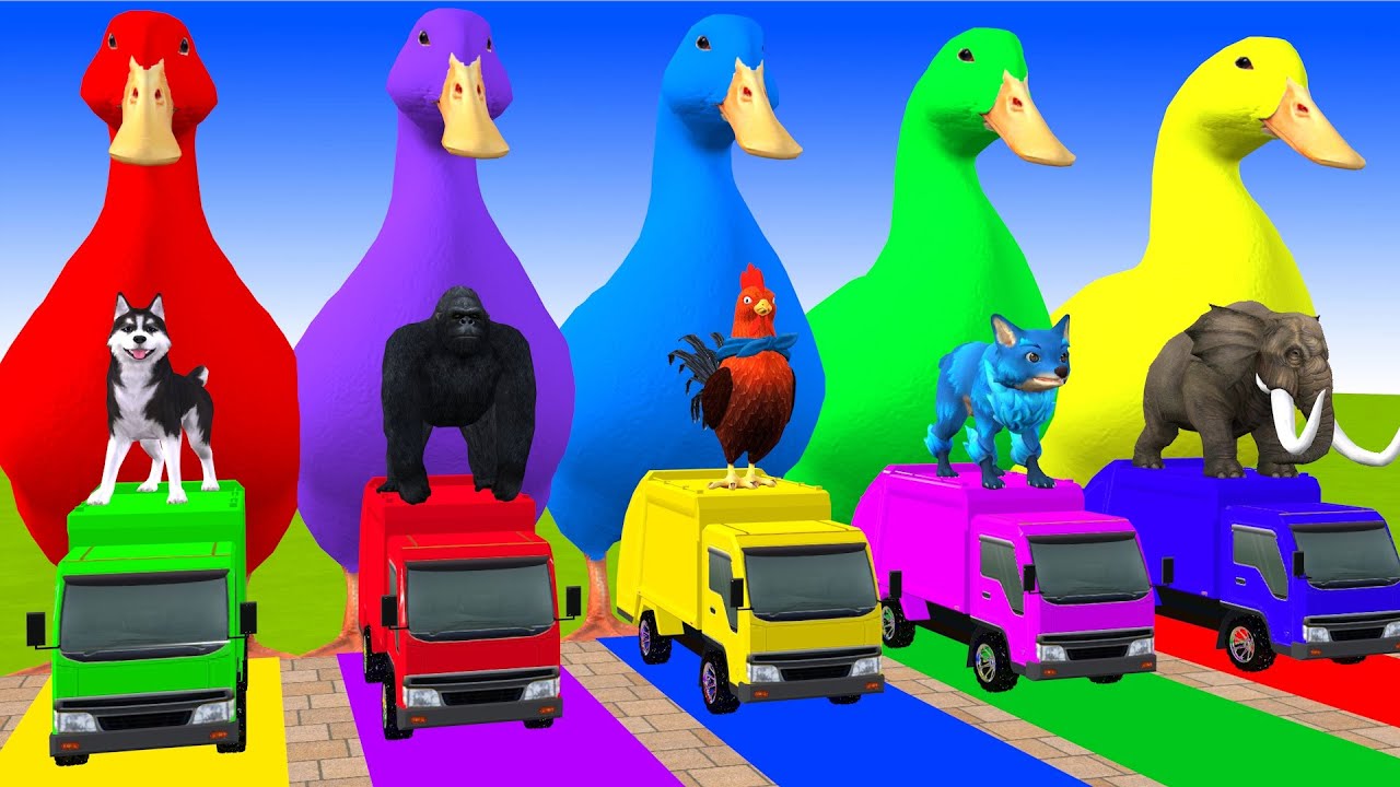 Long Slide Game With Cow Elephant Gorilla Hippopotamus Tiger 3d Animal Game Funny 3d Animals