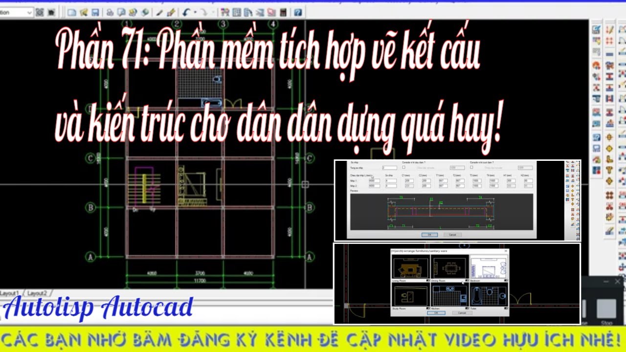Phần 71: Phần Mềm Vẽ Kết Cấu Xây Dựng Tích Hợp Vẽ Kiến Trúc Hay Cho Dân Xây  Dựng |Autolisp Autocad| - Youtube