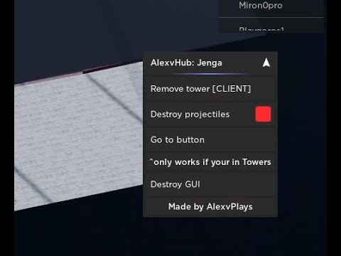 JENGA SCRIPT WITH FEATURES AS: GO TO BUTTON, REMOVE PROJECTILES AND ...