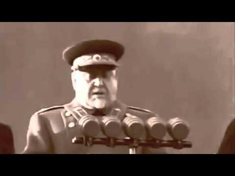 Военный парад 7 ноября 1953 на Красной пл. Москва, командунет, маршал Булганин, кинохроника СССР