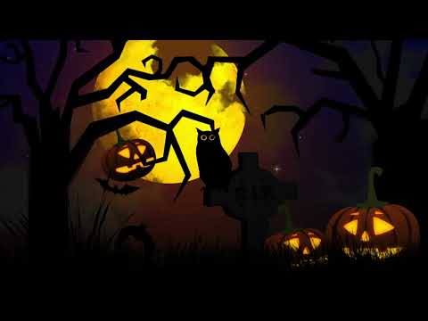 Halloween VJ Loop Black Cat Cemetery Spooky Background Animation