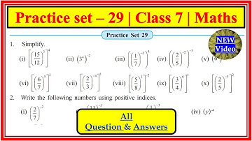 Practice set 29 class 7 Maths | Chapter 6 Indices | Maharashtra State Board