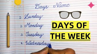 Days Name In Cursive Handwriting | Cursive Writing For Beginners