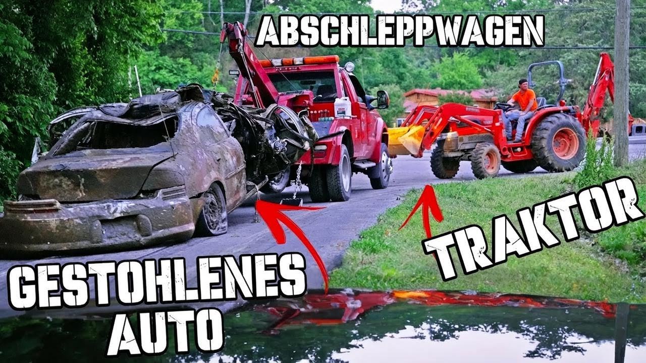 Schlüssel steckt noch! Gestohlener Dodge Stratus taucht unter Wasser wieder auf – Matschige Bergung