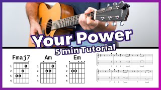 How To Play Your Power - Billie Eilish [Easy Guitar Tutorial / Lesson w/ Chords and Tab]