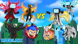 MALAIKAT TVMAN DAN CAMERAMAN VS IBLIS TVMAN DAN CAMERAMAN IBLIS BERTARUNG DI UDARA ROBLOX!!!