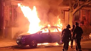 🔥🔥Fully Involved Car Fire 🔥🔥 W/ Exposure Problems 📍Early Arrival 📍Newark Nj (S9th St) 11-9-21