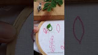Easy leaf embroidery stitches 🪡🧵 for beginners 🍀🌿#embroidery #series #tutorial #handembroidery