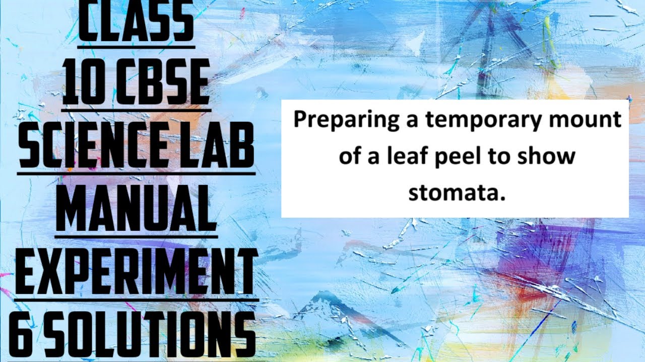 CLASS 10 // CBSE // SCIENCE LAB MANUAL // EXPERIMENT 6 // SOLUTIONS ...