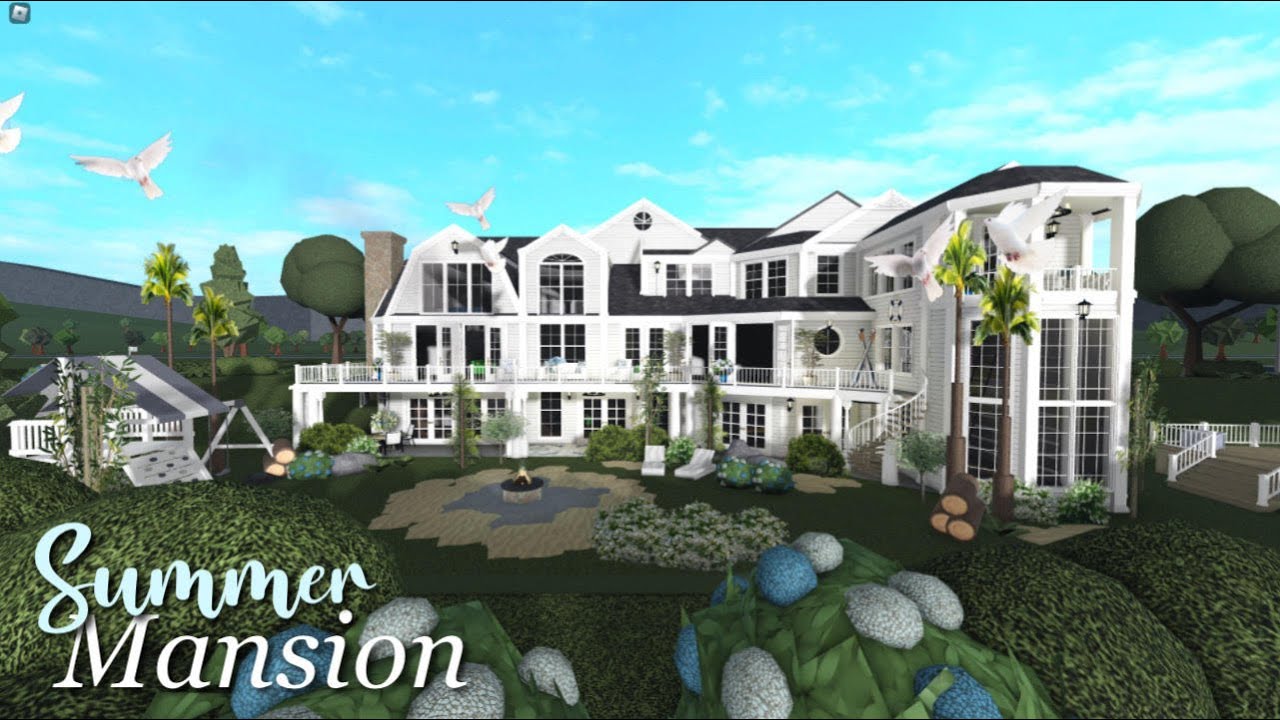 Realistic Summer Mansion Bloxburg Speedbuild Youtube