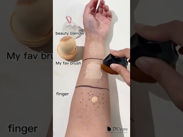 Makeup Brush vs Sponge vs Finger Test on Skin | DUcare class=