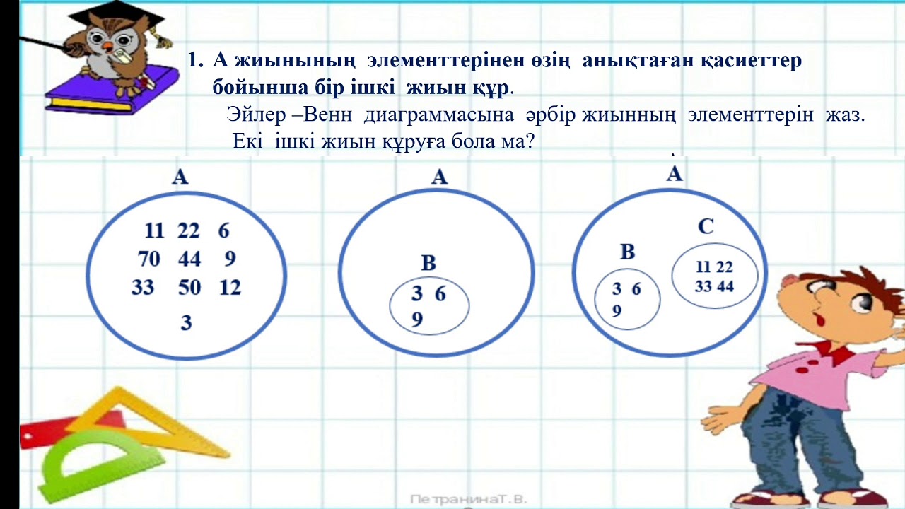 Жиындардың бірігуі мен қиылысуы. Математика 2 сынып. Жиын. Жиын дегеніміз не. Математика тапсырмалар.