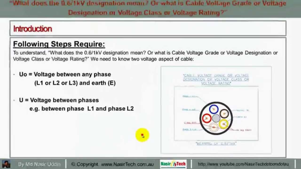 What Does The 0 6 1kv Designation Mean Or What Is Cable