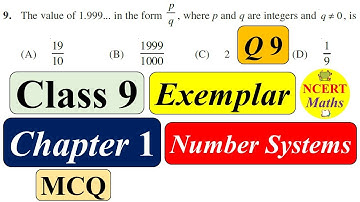 NCERT Class 9 Maths Chapter 1 Exemplar | Question 9 | MCQ | Exercise 1.1 | number systems | CBSE