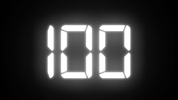 100 seconds countdown timer (V2). No sound, digital, stomp effect, white, black background. 4K