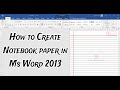 How to Make Notebook Paper in Ms word, Ms word me notebook page kaise banate hai, BY: Rahul Aloriya