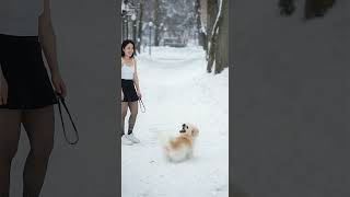 “눈밭 위의 행복, 주인과 강아지의 겨울 산책 ❄🐾”