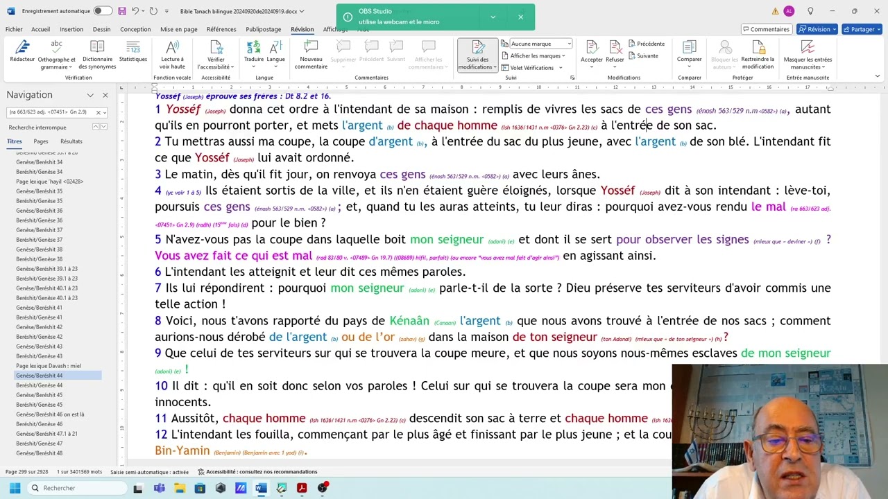 0912 Ra (3) nous parle de ce qui est mal et du malheur. si vous le voulez ? (Gn 44.4 à Lév 27.10)
