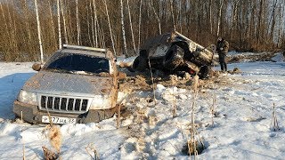 битва jeep rubicon jeep grand cherokee land cruiser prado на offroad