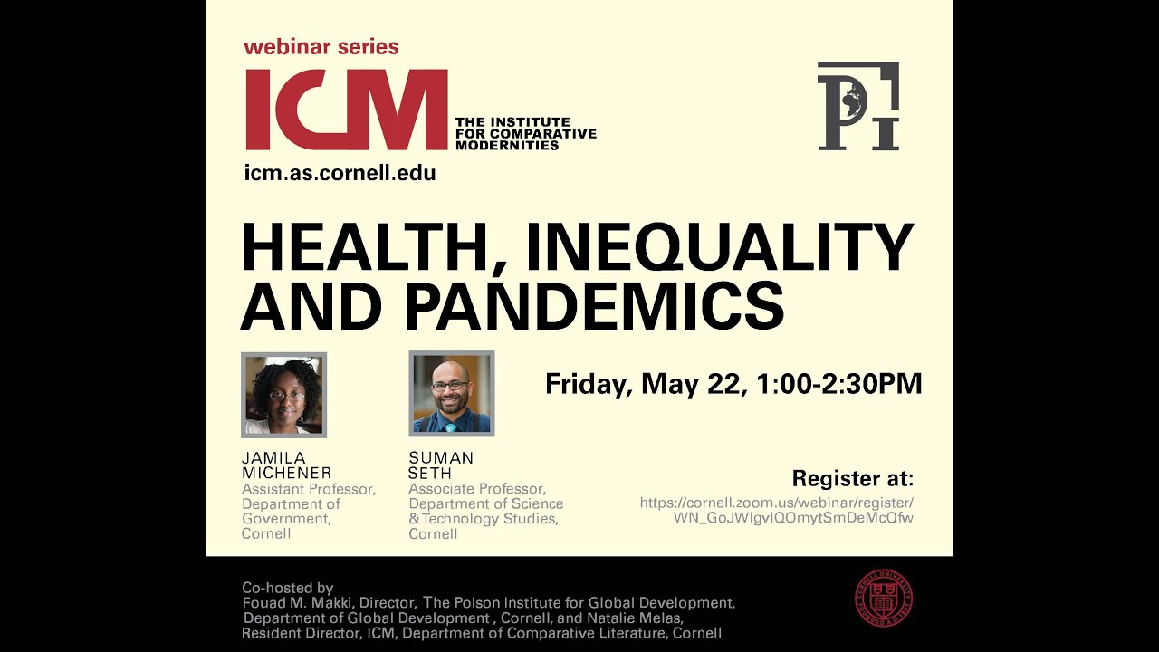Health, Inequality and Pandemics:  A Panel Discussion with Jamila Michener and Suman Seth