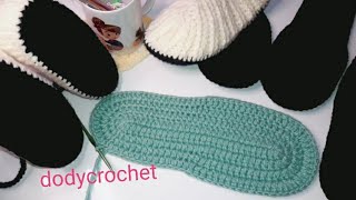 كروشيه/قاعده/نعل سليبر/لكلوك/شوز لأي مقاس How to crochet shoe sole