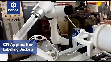 CR5 Application - Labelling Buckets in a Malaysian Injection Molding Factory