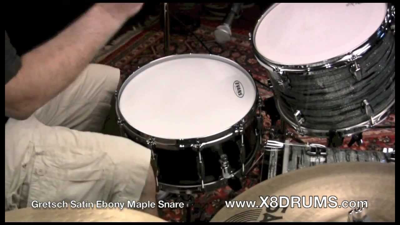 Gretsch 10-ply Maple Snare Drum, Satin Ebony Demonstration - X8 DRUMS