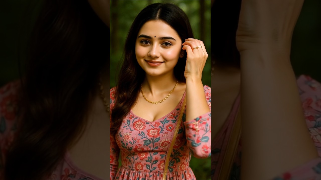 Beautiful Indian Girl in Floral Dress | Natural Beauty in Forest Vibe #Shorts #viral #trending