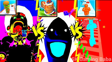 BURGER RUSH vs PANCAKE RUN vs TALL MAN RUN Triple Game Walkthrough All Levels Gameplay New Update SK