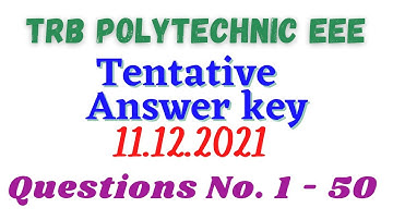 TRB Polytechnic EEE ans key 2021 | EEE ans key | Polytechnic ans key 2021 | TRB ans key