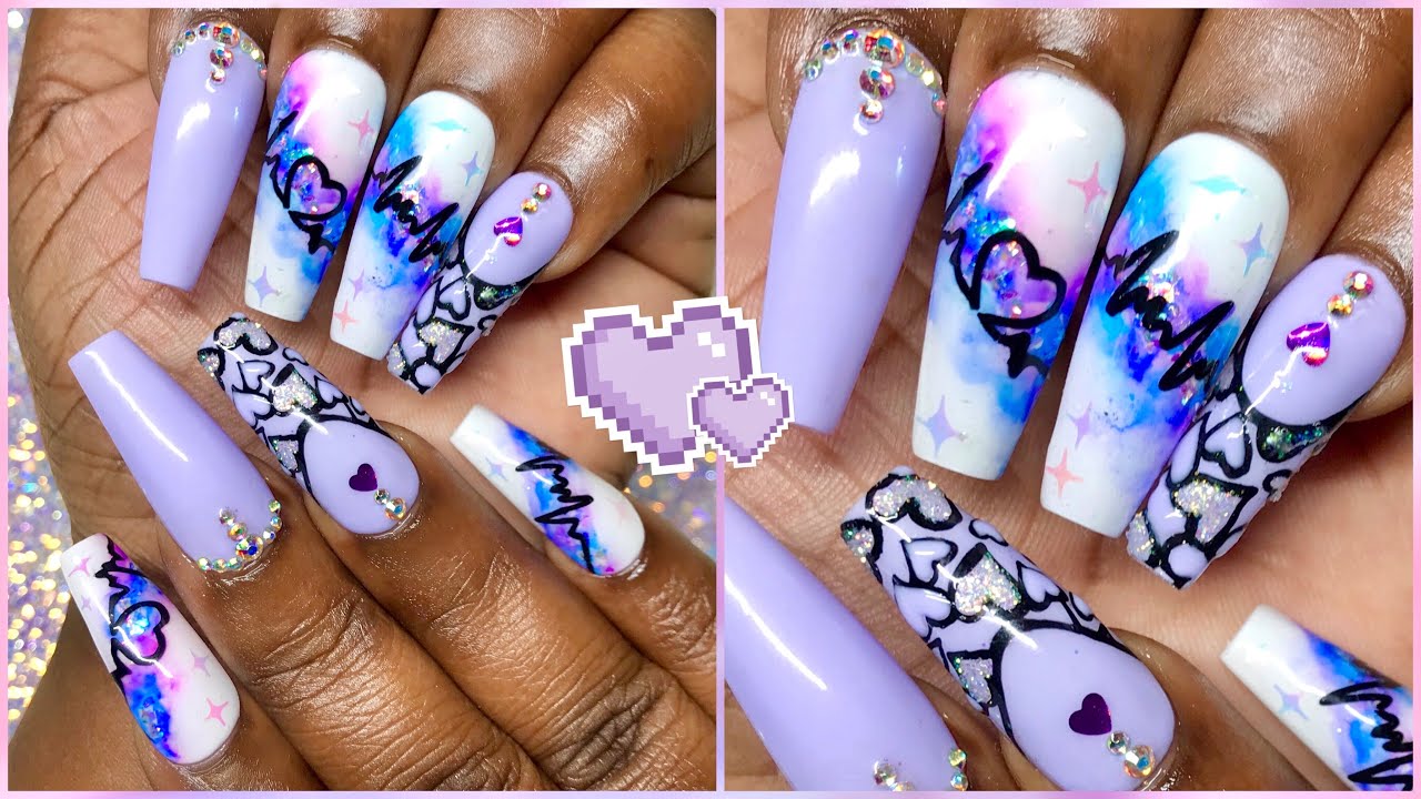 Press On Nails Marble Ink Valentine's Day Nail Art Tutorial with