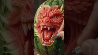Amazing Dragon Watermelon Carving 🐉🍉 | Hyper Realistic 3D Time-Lapse #Shorts #funny #trending #cute