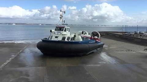 Isle of Wight Hover Travel Hovercraft leaving Ryde for Portsmouth