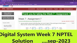 Digital Circuits Week 7 Assignment Solution NPTEL #nptel #iit #nptel2023 #solution #nptel_assignment