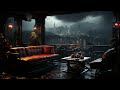 District 4 from cyberpunk futuristic city under the rain scifi ambiance for sleep study relaxation