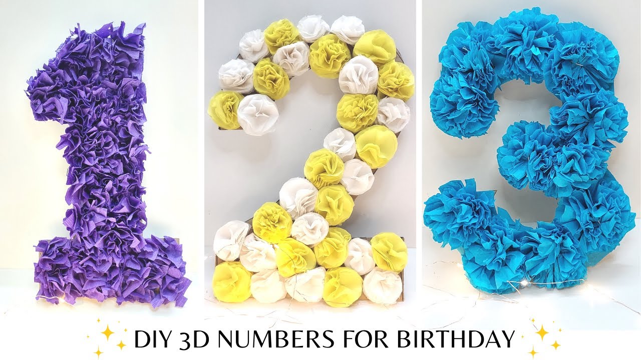 How To Make 3D Numbers For Birthday, Tissue Paper Number DIY
